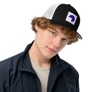 Closed-Back Mesh Trucker — Violet Arc