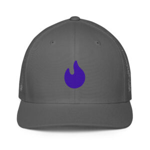 Closed-Back Trucker Mesh Cap — Purple Flame