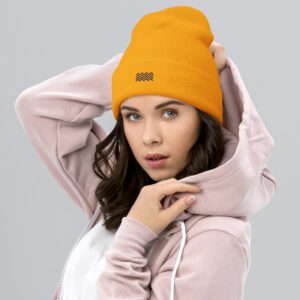 Folded Knit Cuff Hat — Chevron Stripes