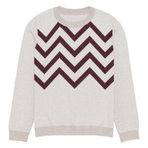 Knitted Crew Neck Sweater Chevron Design Neutral Style