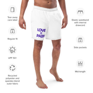 Recycled Swim Trunks "Love = Pain"