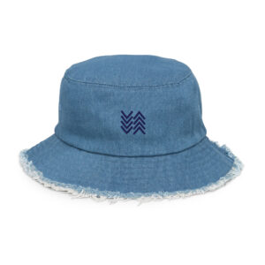 Chevron Flow Distressed Denim Bucket Hat