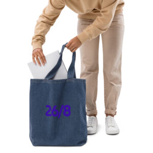 Organic denim tote bag