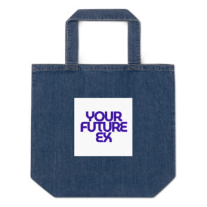 Organic denim tote bag Your Future Ex"