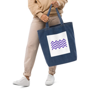 Chevron Stripes Organic Denim Shopper Tote