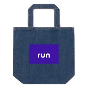 Organic  "run" denim tote bag